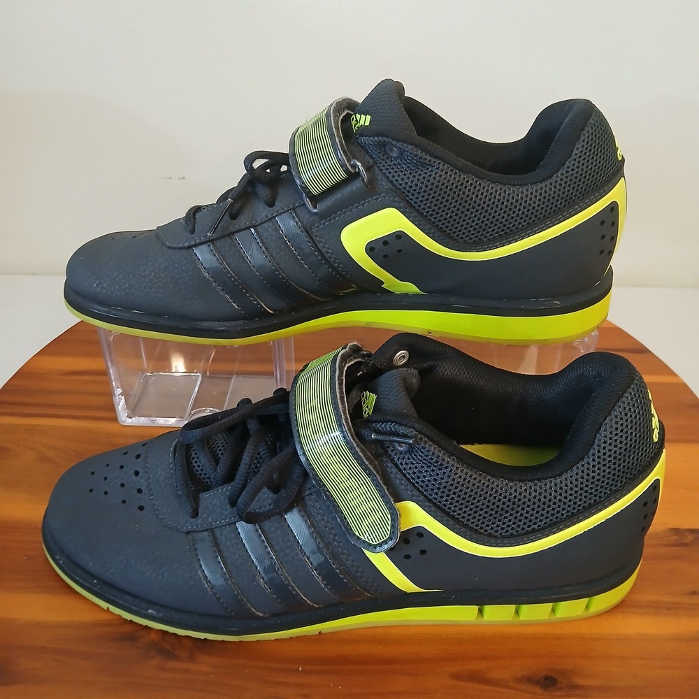 Adidas Powerlift 2.0 Weightlifting Shoes Mens 10 Black Solar Yellow S77950 Gym
